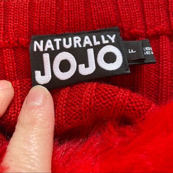 Vintage Naturally Jojo 90s Red Faux Fur Sweater Dress Size Medium - Picture 4 of 5